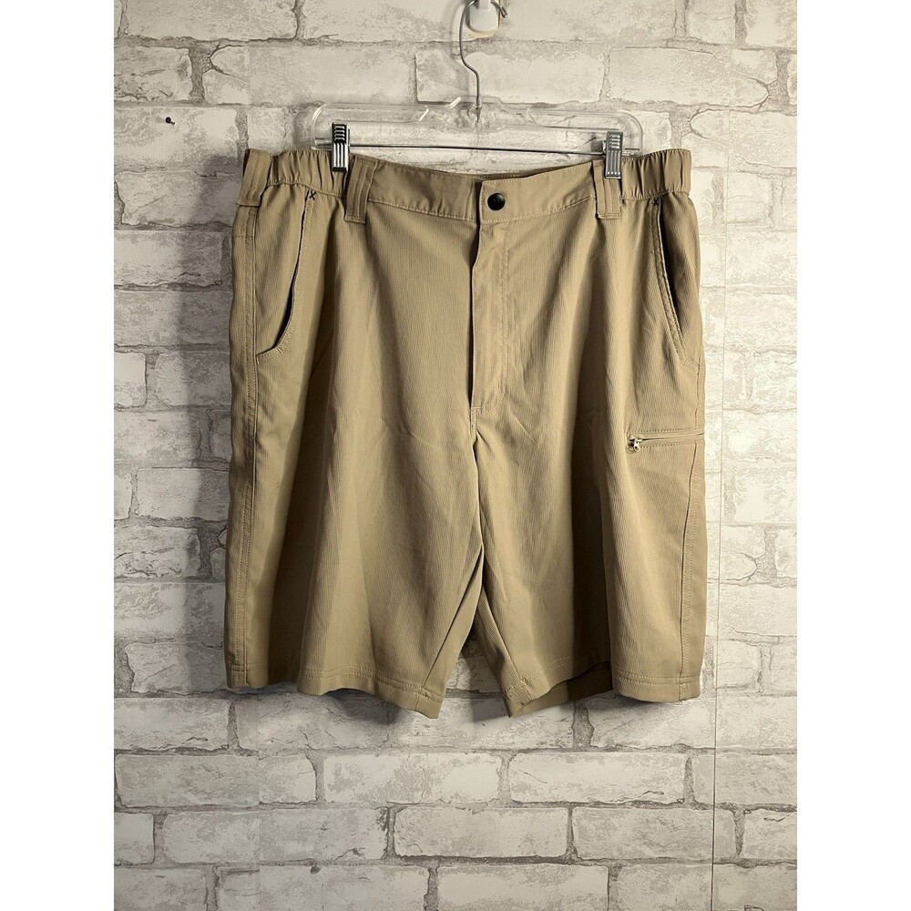 Wrangler Authentics Shorts Mens Size 38 Cargo Hiking Zip Pockets Tan Stretch EUC